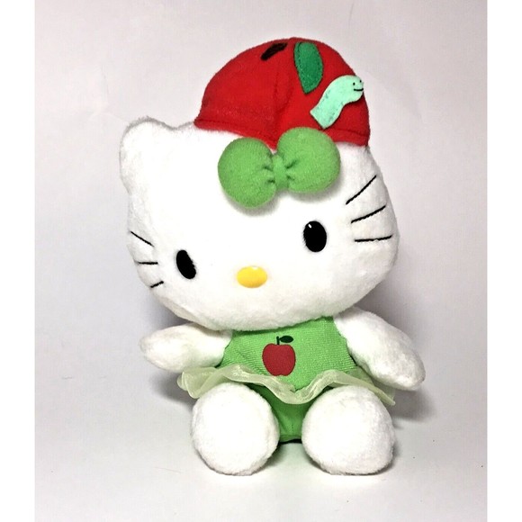 Hello Kitty Red Apple Worm Plush Green Tutu Nakajima 7” Kawaii Japan 2003 Rare - Picture 1 of 10